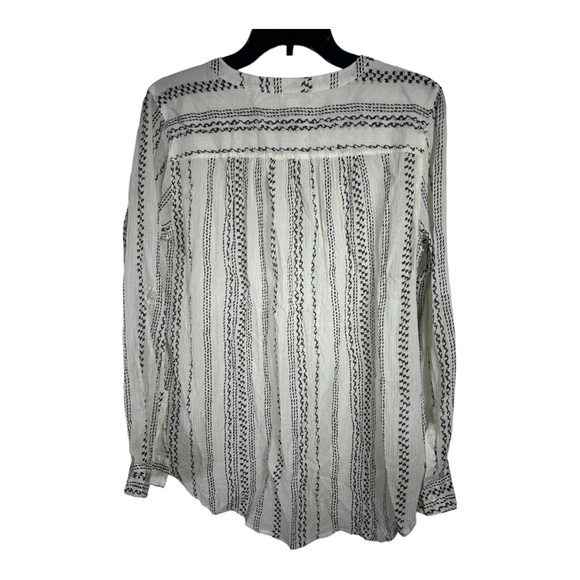 Ann Taylor Loft Size Medium Women's Blouse Black and White Long Sleeve AC110 - Picture 5 of 6